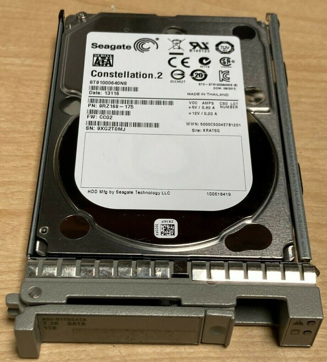A03-D 1TB SATA Cisco 1TB 7.2K 6Gb/s 2.5" SATA SERVER HDD Hard Drive st91000640ns