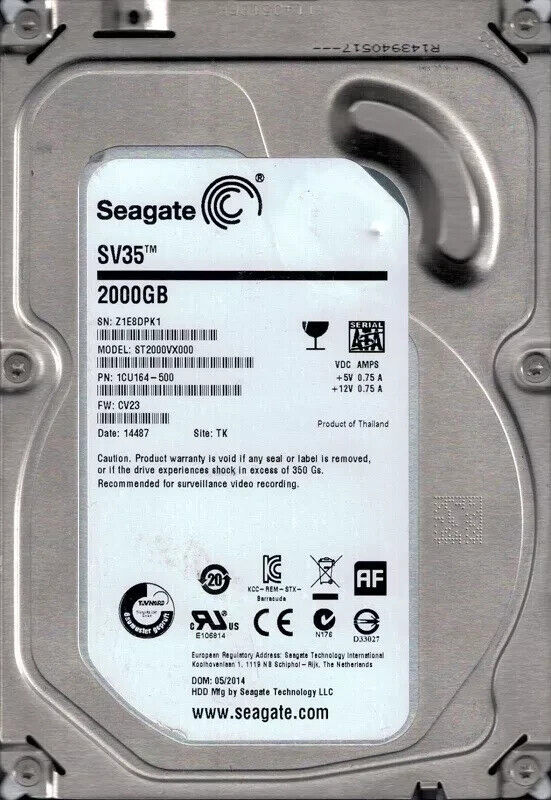 ST2000VX000 P/N: 1CU164-500 Seagate 2TB HHD HARD DRIVE 3.5