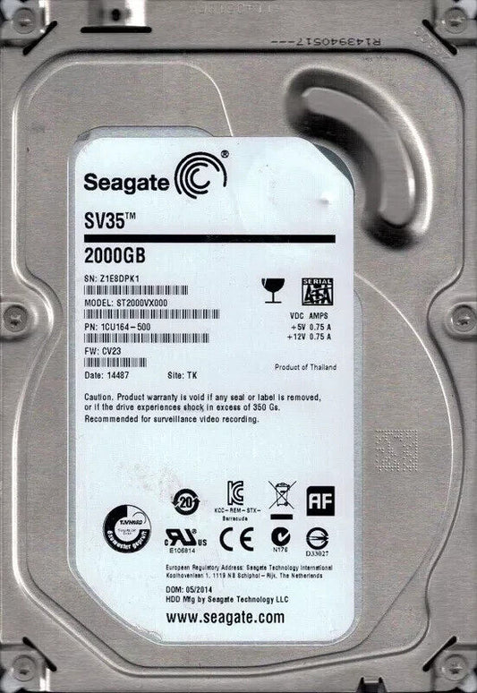 ST2000VX000 P/N: 1CU164-500 Seagate 2TB HHD HARD DRIVE 3.5