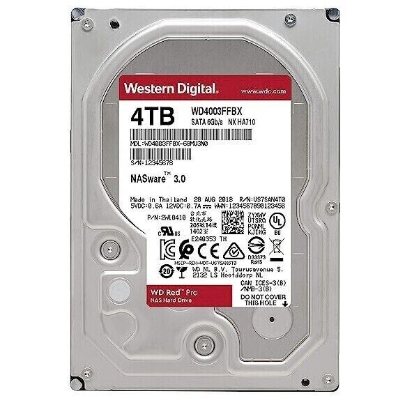 Western Digital 4TB Red Pro NAS Internal Hard Drive HDD - WD4003FFBX , SATA 6GB