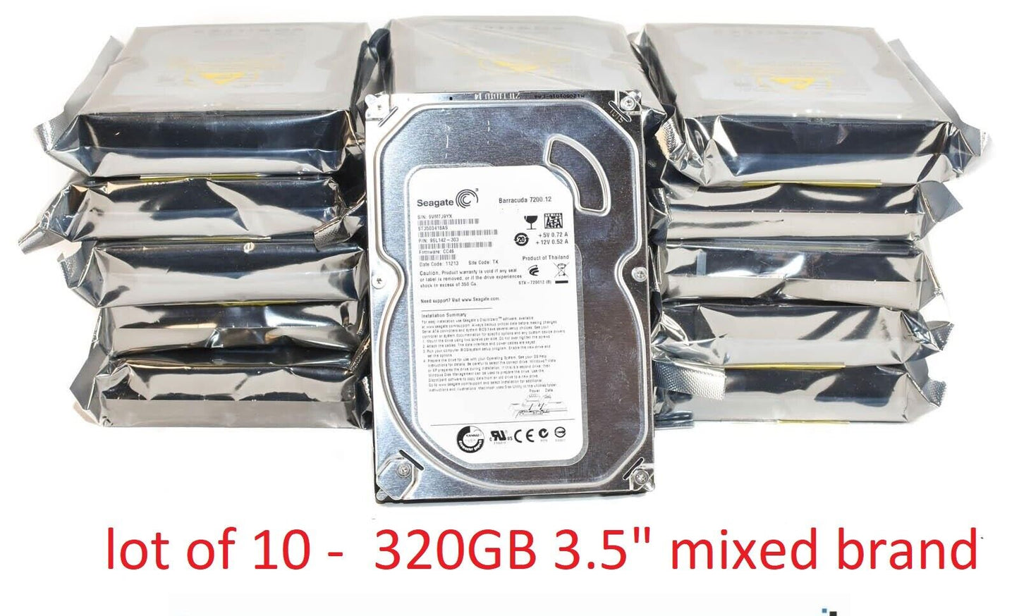 (Lot of 10) Name Brand 320GB SATA 3.5" Desktop Hard Drives Tested Used 320GB