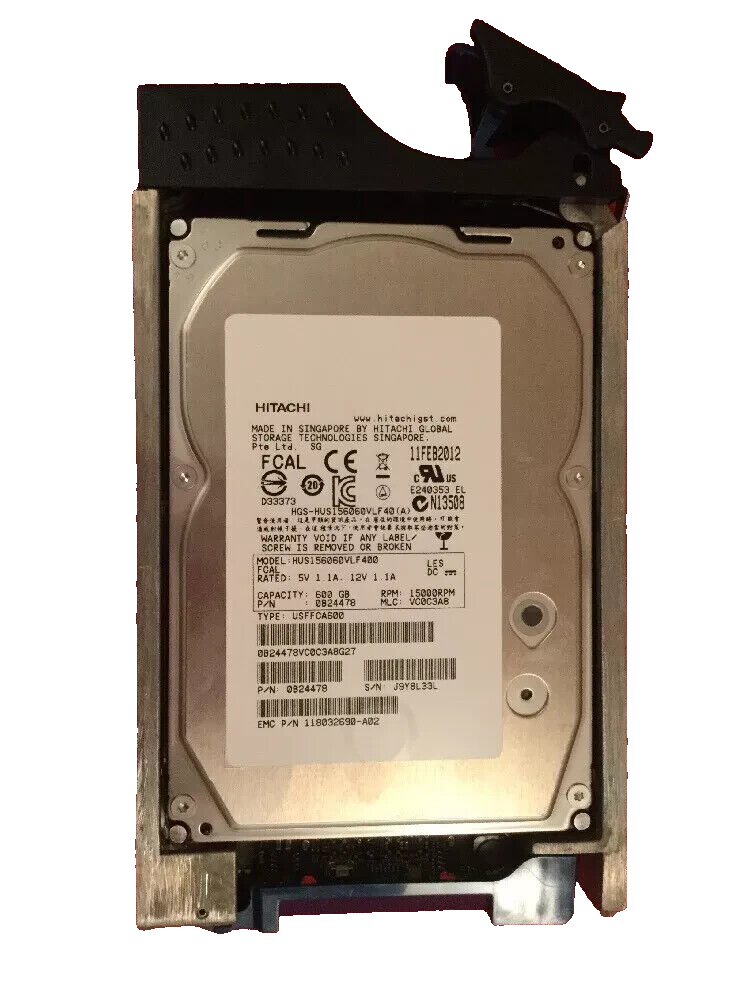 Hitachi 0B24478 600GB 15K 15000 RPM FC Disk Drive 118032690 HUS156060VLF400