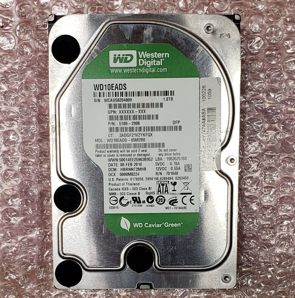 Western Digital / HP Green 1TB 3.5" SATA desktop hard drive WD10EADS, HDD DVR