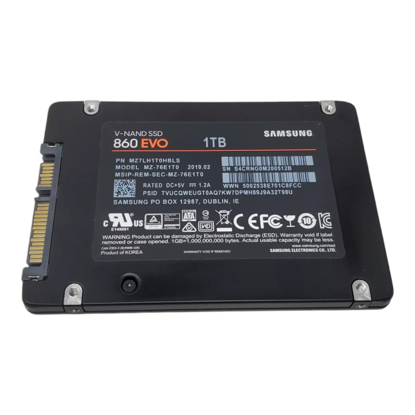Samsung 860 EVO 1TB 2.5" Sata SSD Solid State Drive (MZ7LH1T0HBLS)