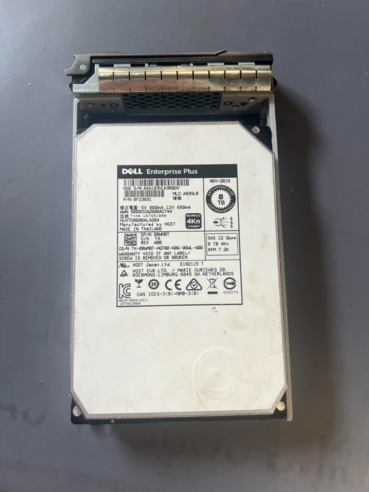 RWM9T DELL 8TB 7.2K SAS 12Gbps 3.5in 4KN HDD 0RWM9T HUH728080AL4204