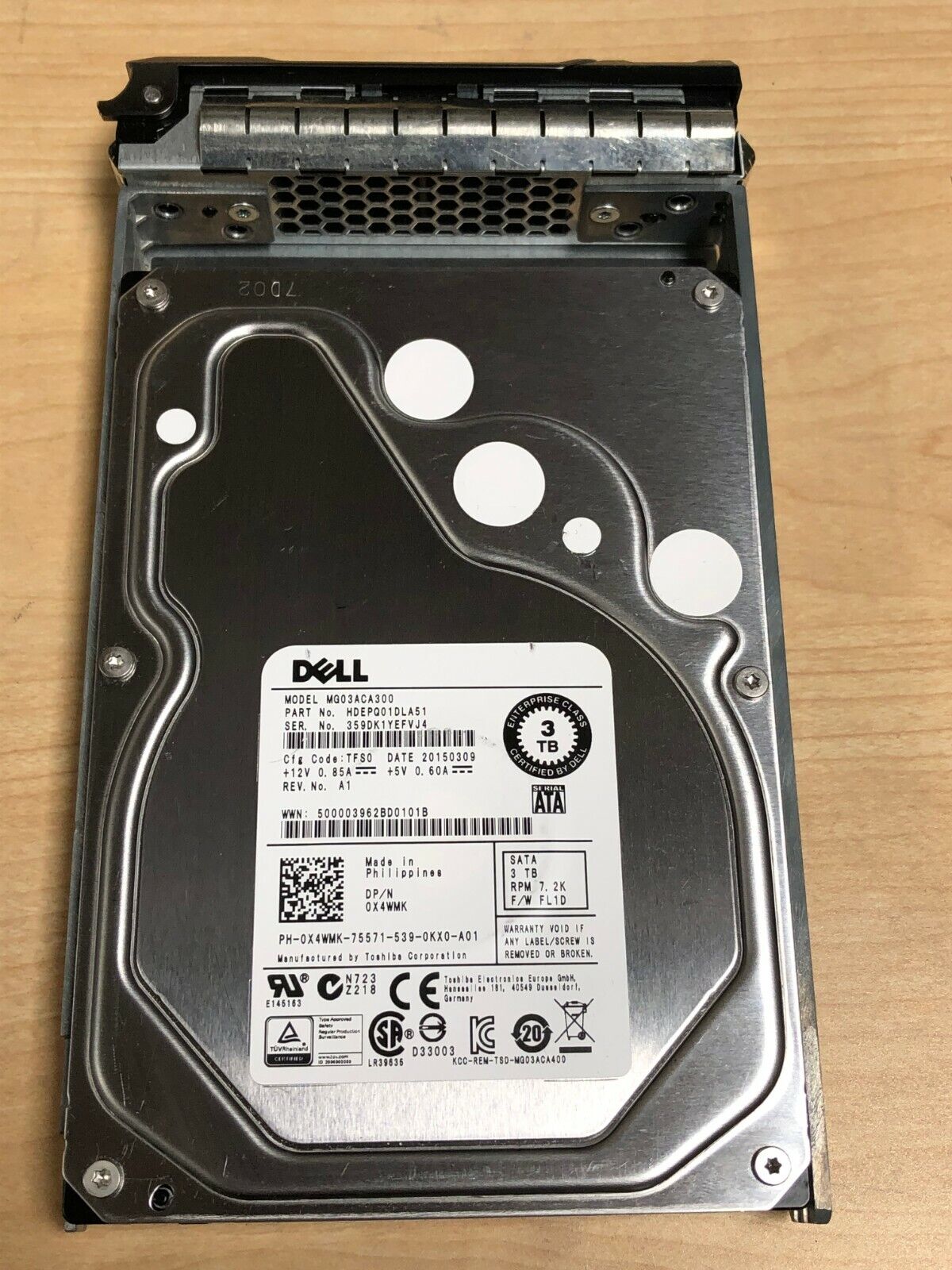 Dell Server Hard Drive 0X4WMK / X4WMK 3TB 7.2K SATA 6Gbps 3.5" (MG03ACA300)