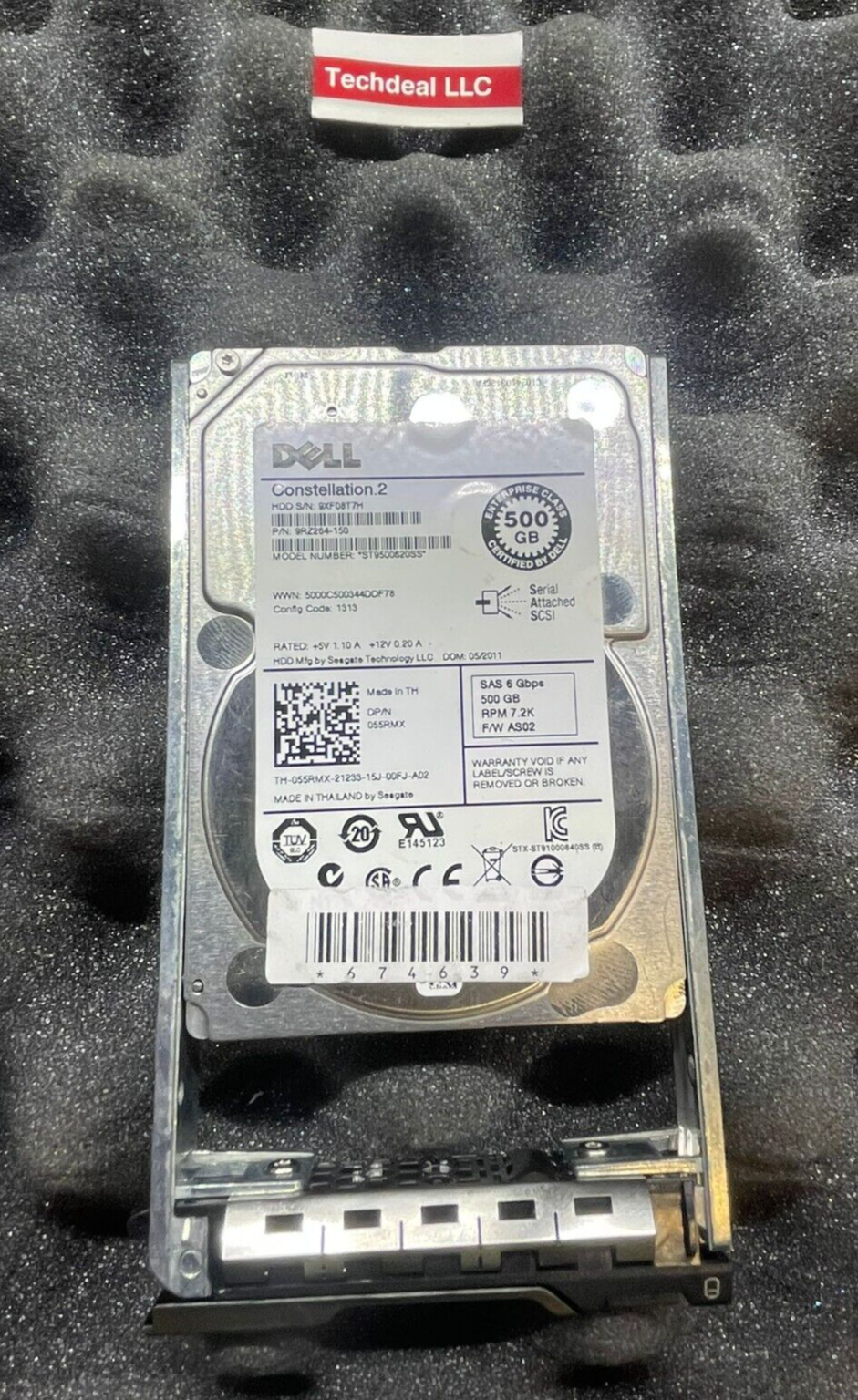 DELL R610 R620 R710 R720 R820 Server 500GB 7.2K SFF SAS Hard Drive w/Caddy 55RMX