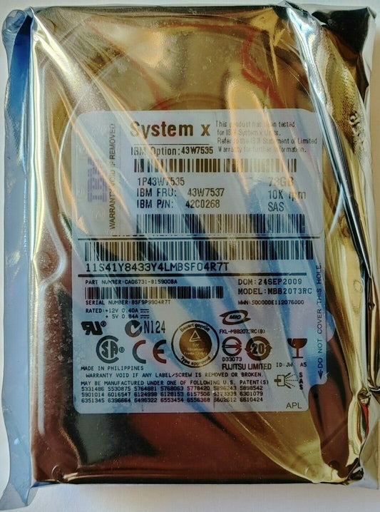 IBM System X 42C0268 73GB 10K SFF 2.5" H/S SAS HDD SSD Hard Drive