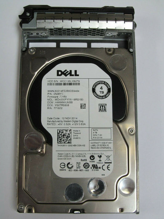 N36YX Dell 4TB 7.2K SATA 3.5" WD4000FYYX LFF 6Gbps HDD
